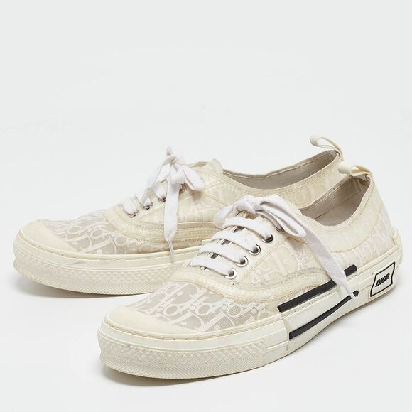 Dior White Oblique Canvas Walk'n'Dior Sneakers Size 45 - Picture 2 of 4